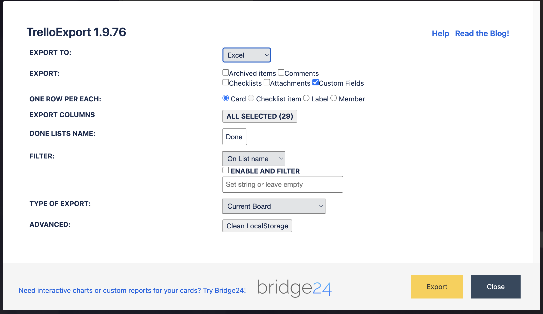 TrelloExport__Options